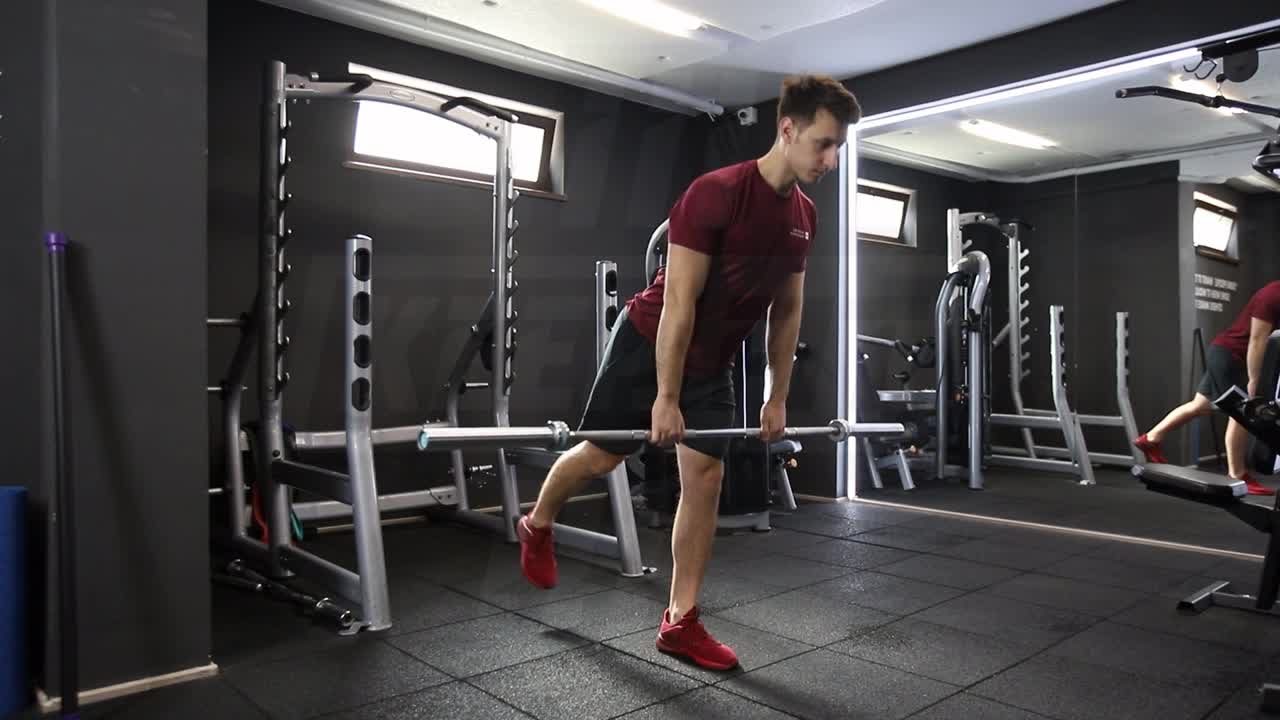 Single-Leg Barbell Straight-Leg Deadlift