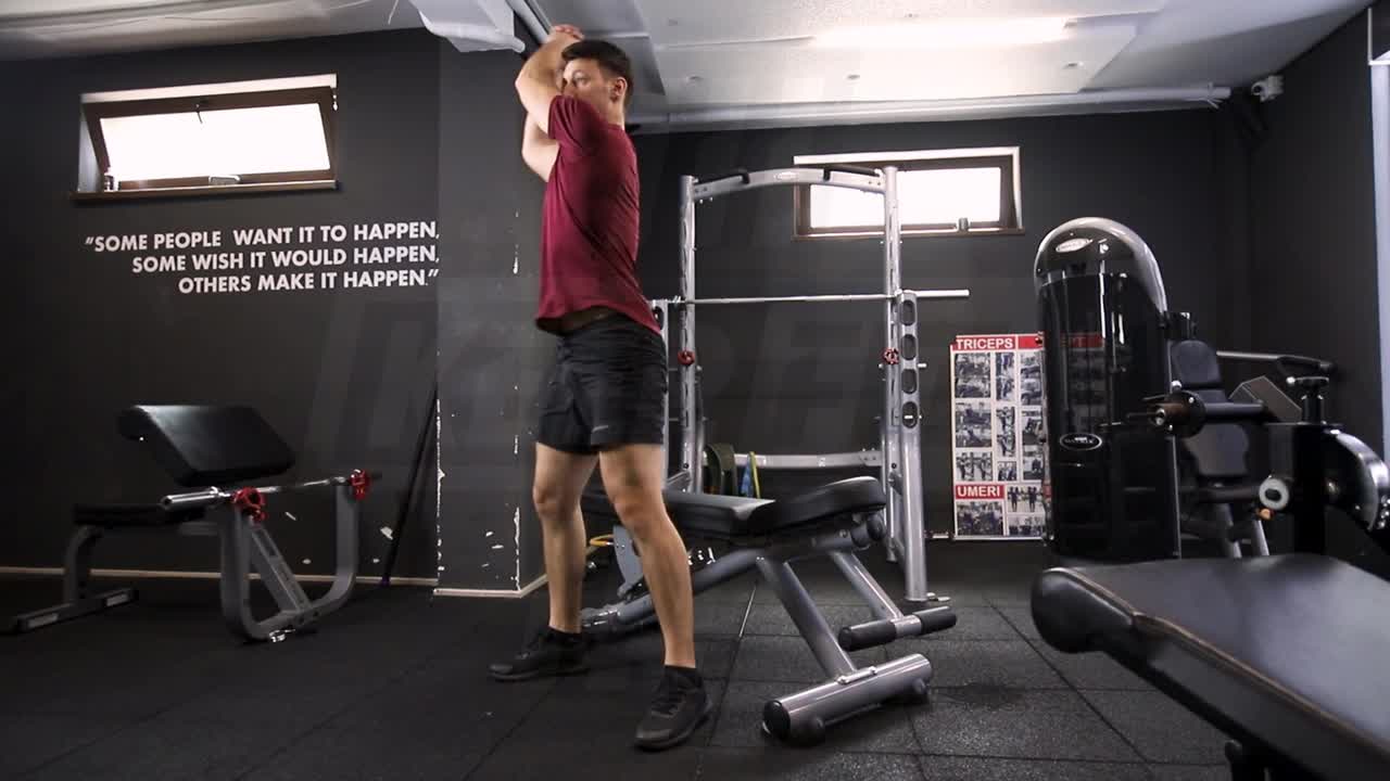 Bench Squat With Rotational Chop