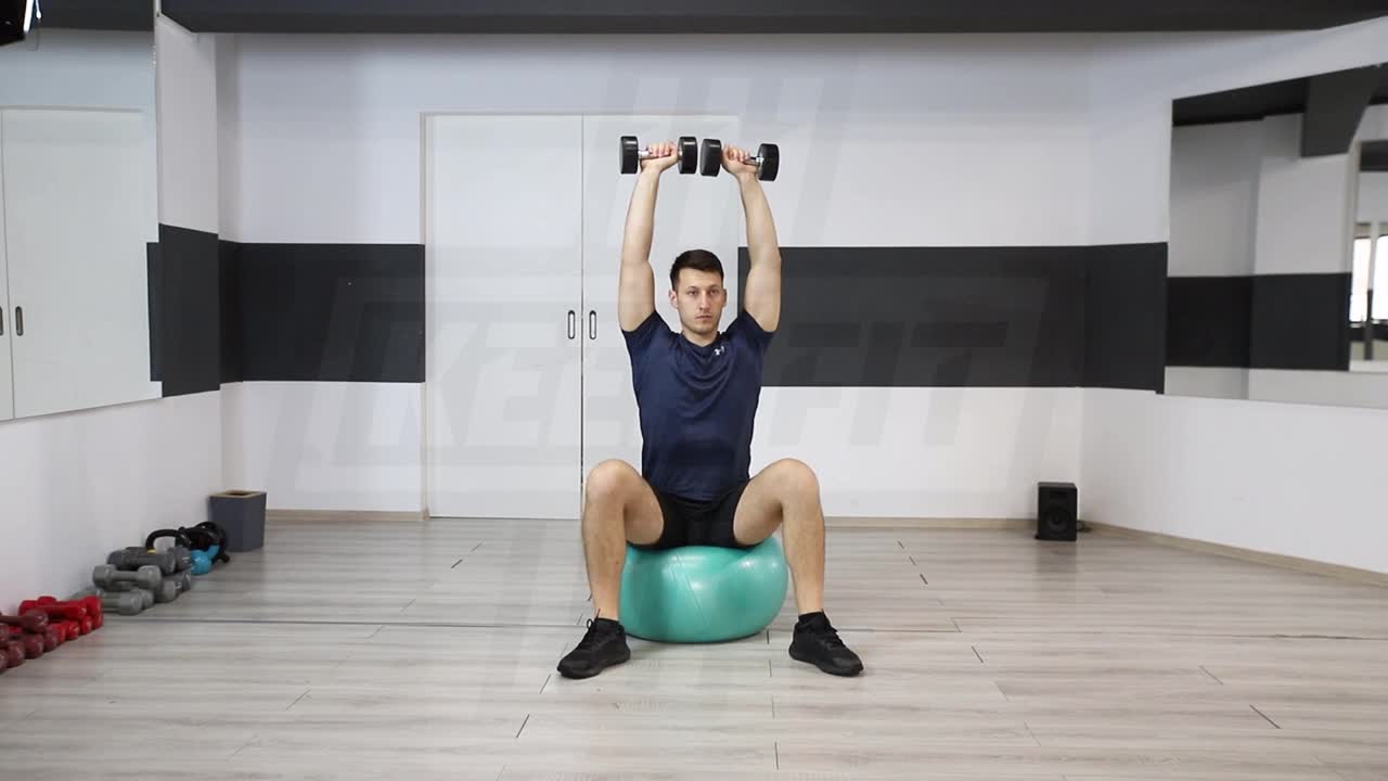 Swiss Ball Dumbbell Shoulder Press