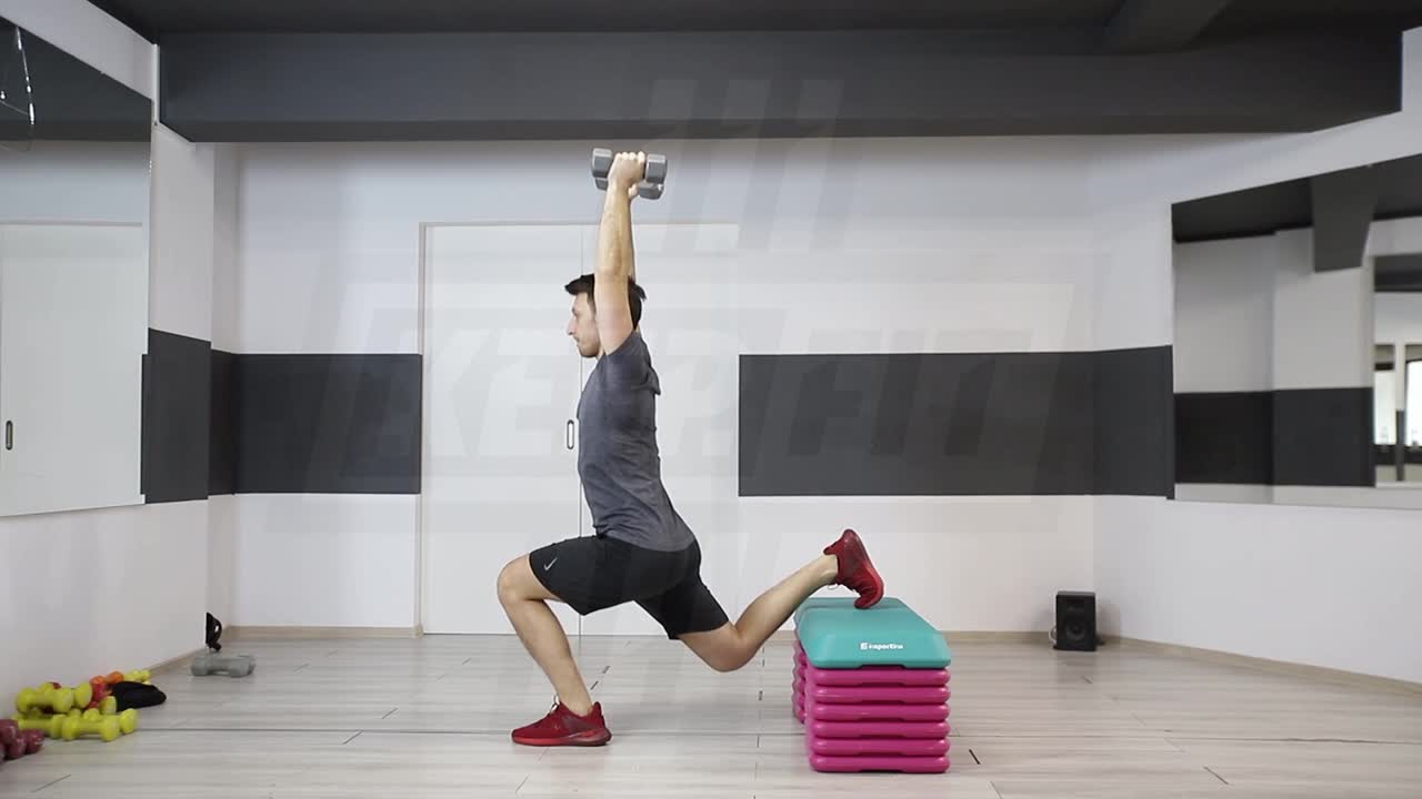 Dumbbell Overhead Bulgarian Split Squat