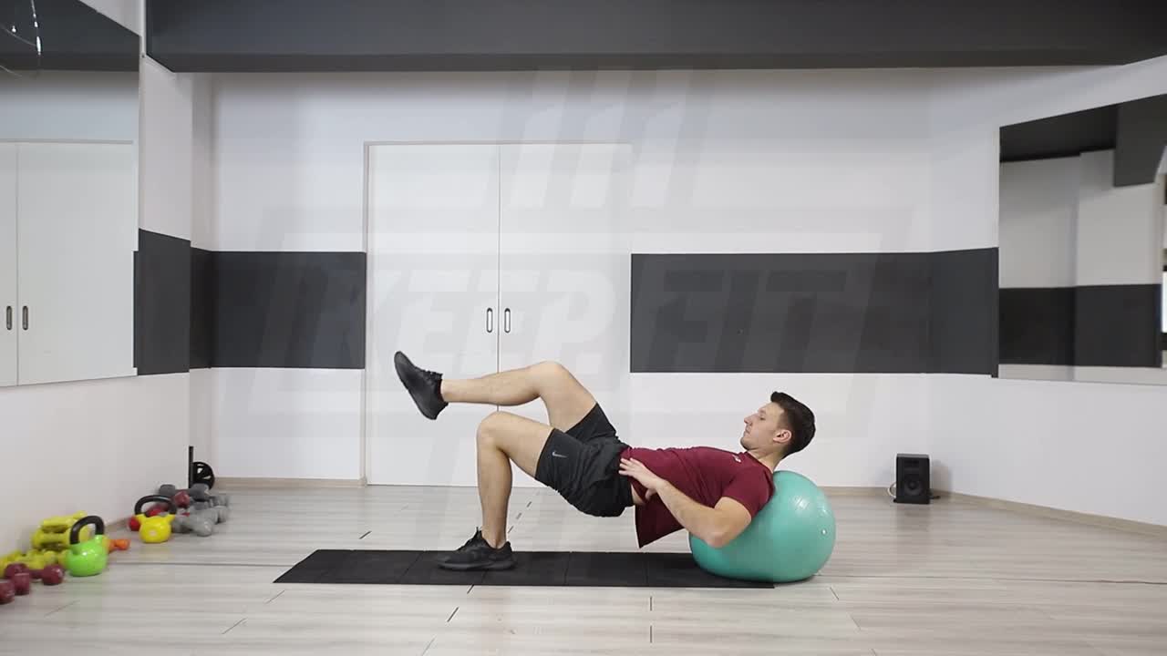 Single-Leg Hip Raise With Head On Swiss Ball